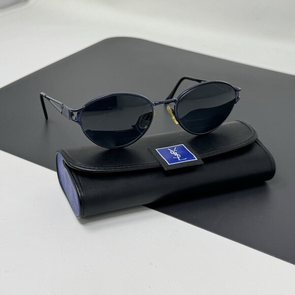 Vintage Yves Saint Laurent Eyeglasses Frame 4135 Y 388 Metallic Blue 53 [] 18 13 - Picture 2 of 14